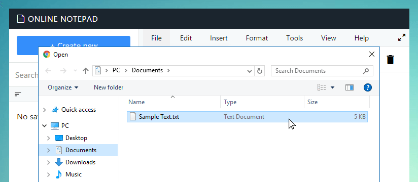 Open file dialog in Sjamiseo